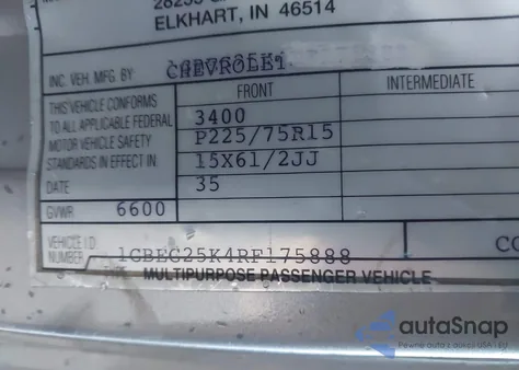 1994 Chevrolet G20 из США, поврежденный, VIN 1GBEG25K4RF175888